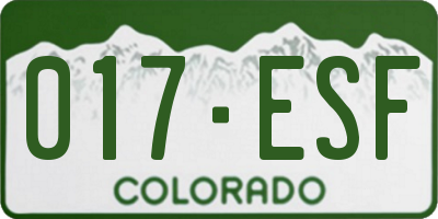 CO license plate 017ESF