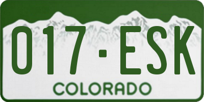 CO license plate 017ESK