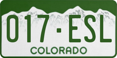 CO license plate 017ESL