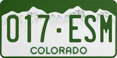 CO license plate 017ESM