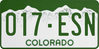 CO license plate 017ESN