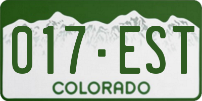 CO license plate 017EST