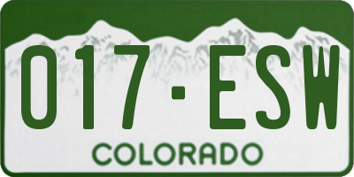CO license plate 017ESW