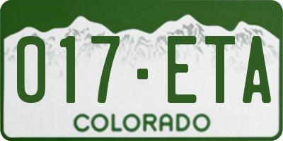 CO license plate 017ETA