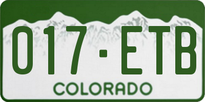CO license plate 017ETB