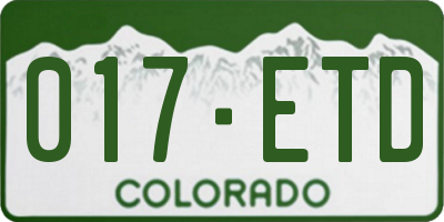 CO license plate 017ETD