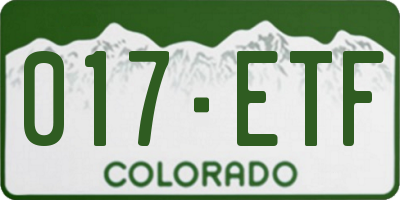CO license plate 017ETF
