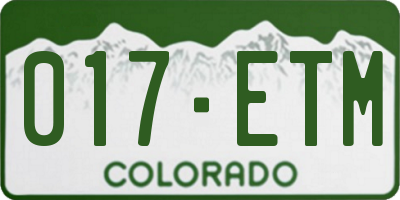 CO license plate 017ETM