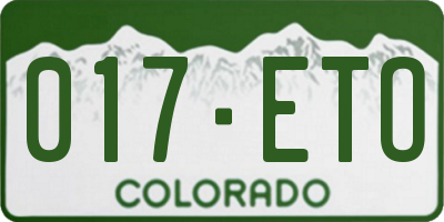 CO license plate 017ETO