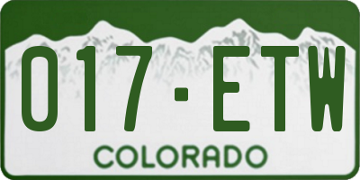 CO license plate 017ETW