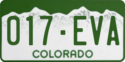CO license plate 017EVA
