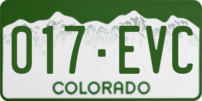 CO license plate 017EVC