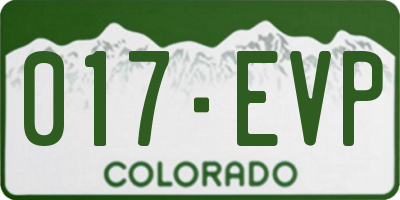 CO license plate 017EVP