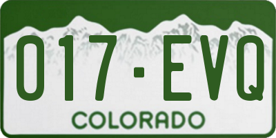 CO license plate 017EVQ