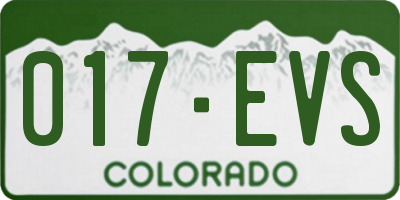 CO license plate 017EVS