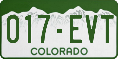CO license plate 017EVT