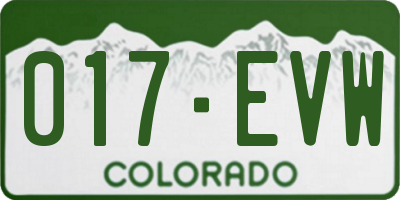 CO license plate 017EVW