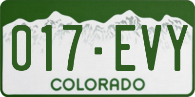 CO license plate 017EVY