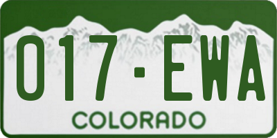 CO license plate 017EWA