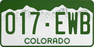 CO license plate 017EWB