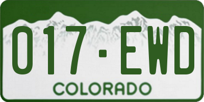 CO license plate 017EWD