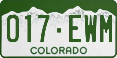 CO license plate 017EWM