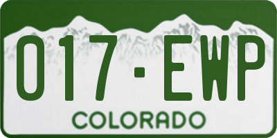 CO license plate 017EWP