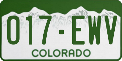 CO license plate 017EWV