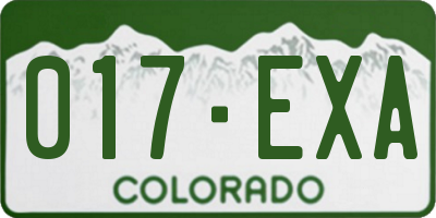 CO license plate 017EXA