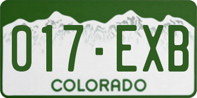 CO license plate 017EXB
