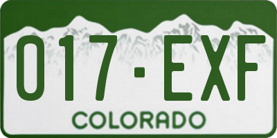 CO license plate 017EXF