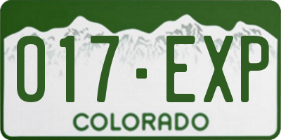 CO license plate 017EXP