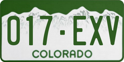 CO license plate 017EXV