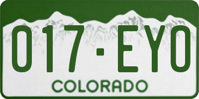 CO license plate 017EYO