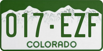 CO license plate 017EZF