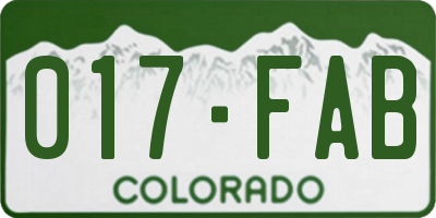 CO license plate 017FAB