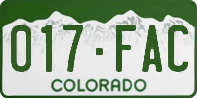 CO license plate 017FAC