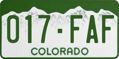 CO license plate 017FAF