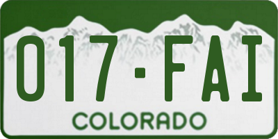 CO license plate 017FAI