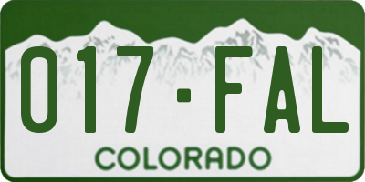 CO license plate 017FAL