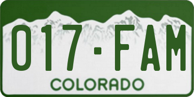 CO license plate 017FAM