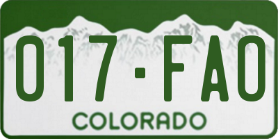 CO license plate 017FAO