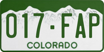CO license plate 017FAP