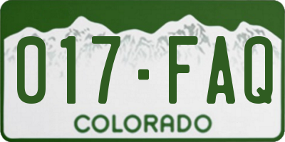 CO license plate 017FAQ