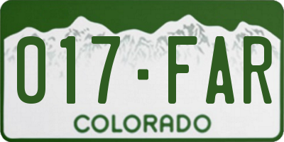 CO license plate 017FAR