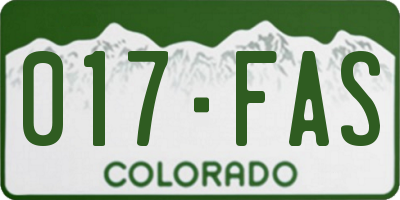 CO license plate 017FAS