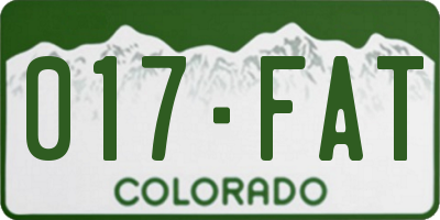 CO license plate 017FAT