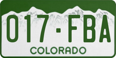 CO license plate 017FBA