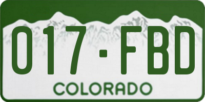CO license plate 017FBD