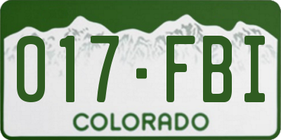 CO license plate 017FBI